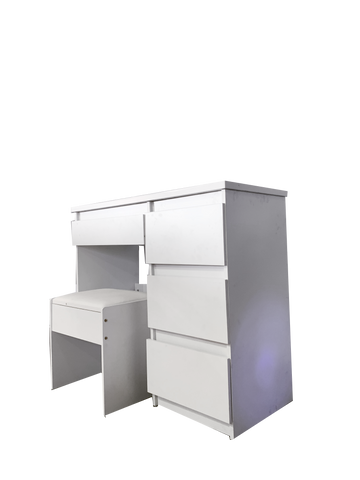 KLDS05 TB WHITE MAKE-UP DRESSER TABLE WITH DRAWERS & PULL OUT CHAIR KLDS05