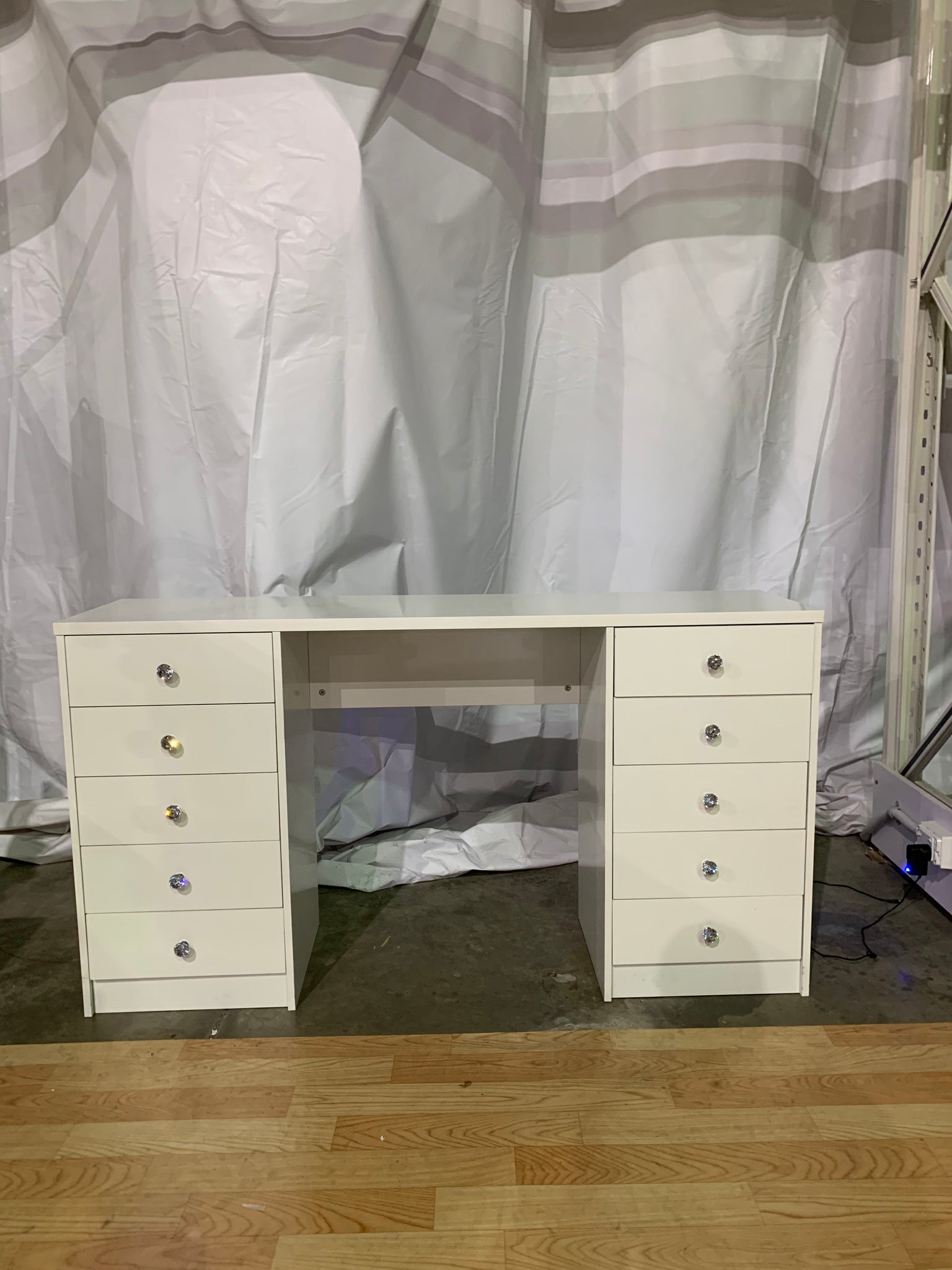 WHITE MAKE-UP DRESSER TABLE WITH LED MIRROR WITH 10 DRAWERS KL-DS06