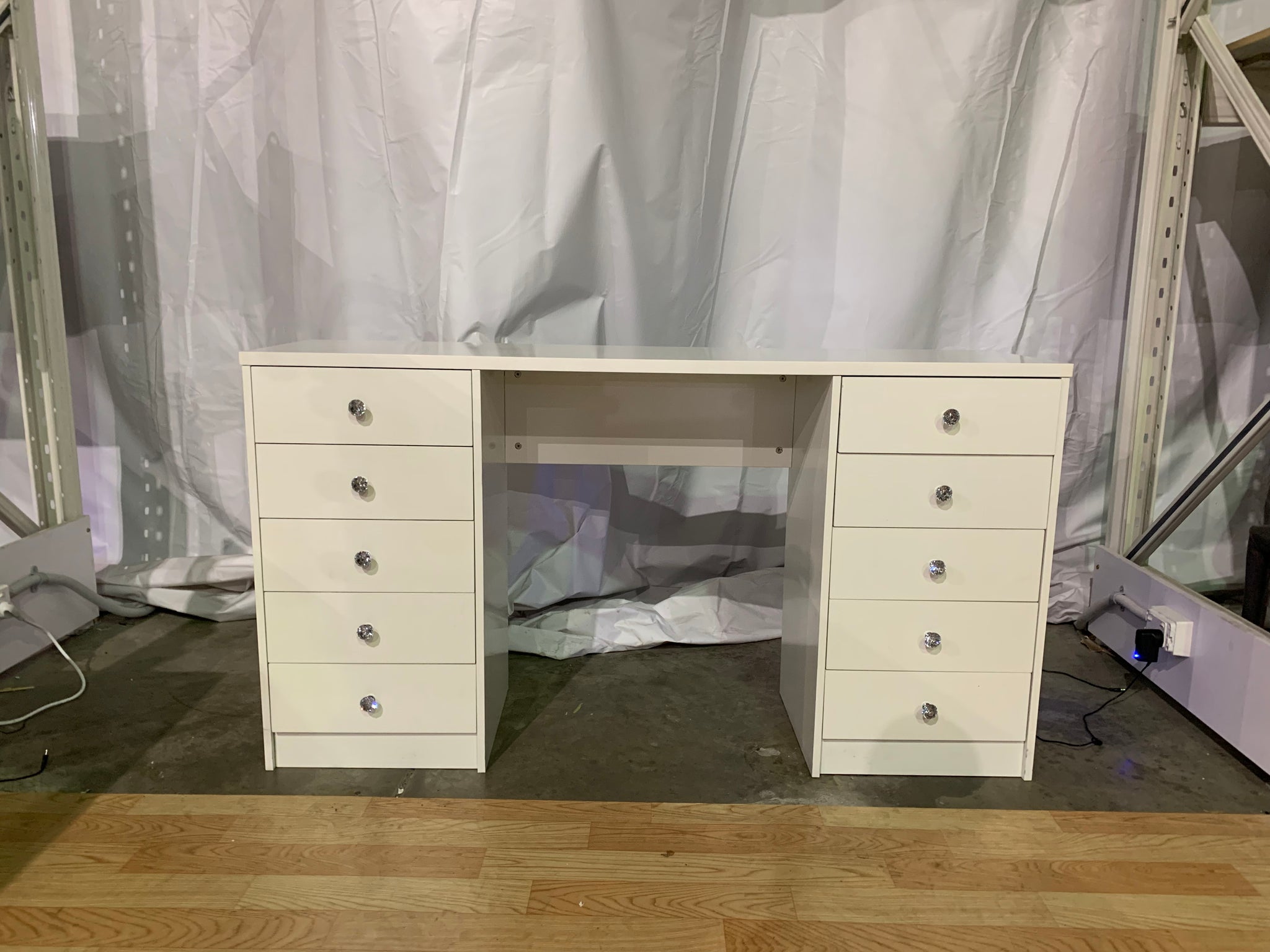 WHITE MAKE-UP DRESSER TABLE WITH LED MIRROR WITH 10 DRAWERS KL-DS06