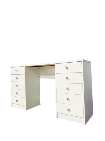 KL-DS06 TB WHITE MAKE-UP DRESSER TABLE WITH DRAWERS & PULL OUT CHAIR