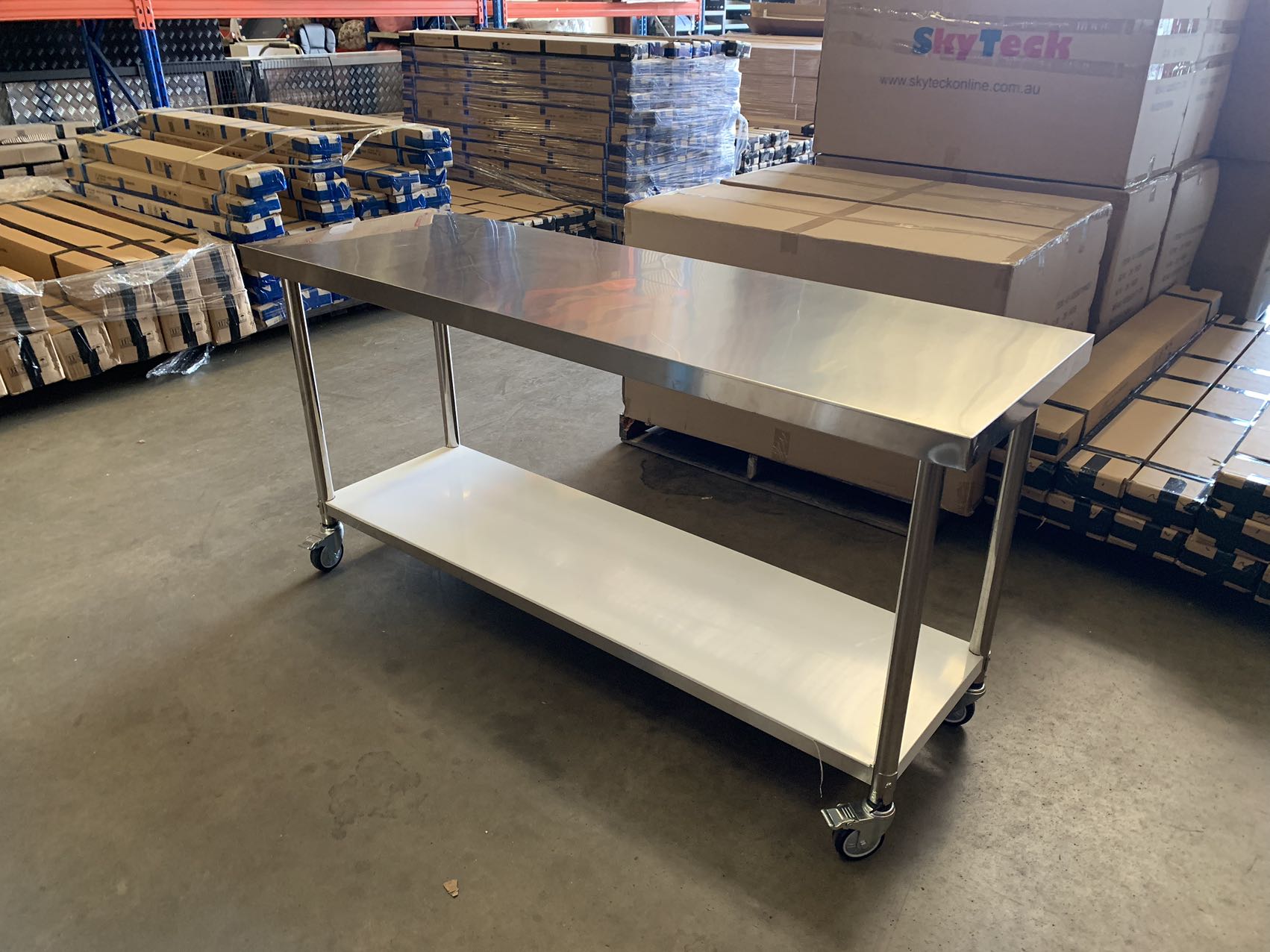 1800x600x900mm Stainless Steel Metal 2 Tier Workbench Kitchen Bench