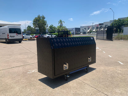 Aluminium Checkerplate UTE Tool Box 145cm x 50cm x 70cm Black