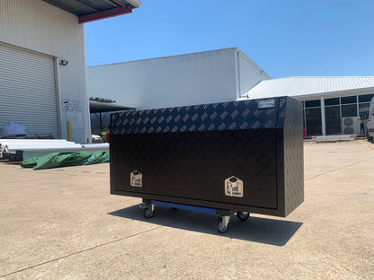 Aluminium Checkerplate UTE Tool Box 145cm x 50cm x 70cm Black