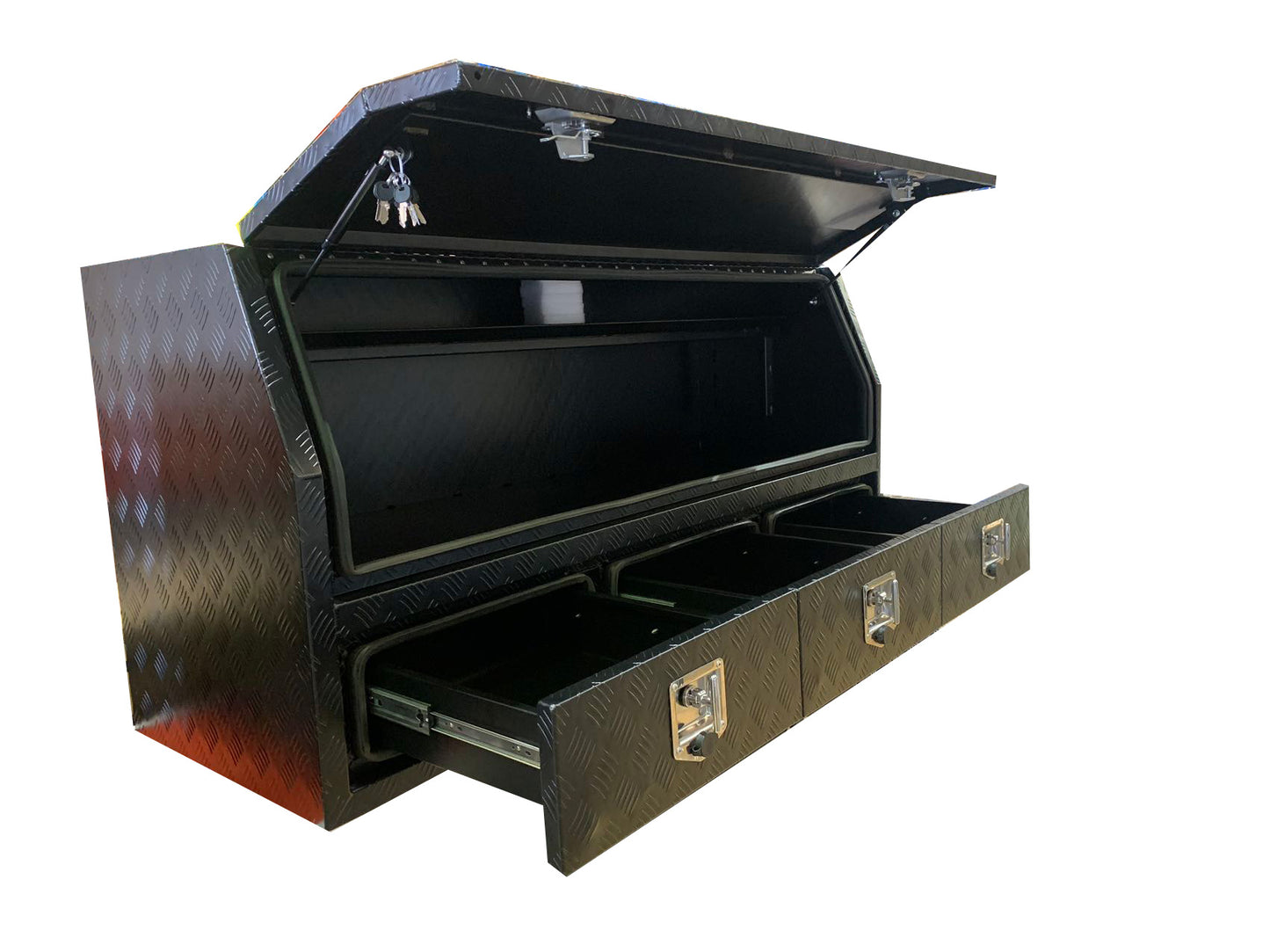 Aluminium Checkerplate UTE Tool Box 170cm 3 Drawers Adjustable Shelf