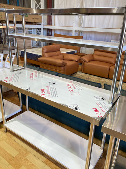 1200x300x800mm Stainless Steel Metal 2 Tier Extension (TOP) Bench