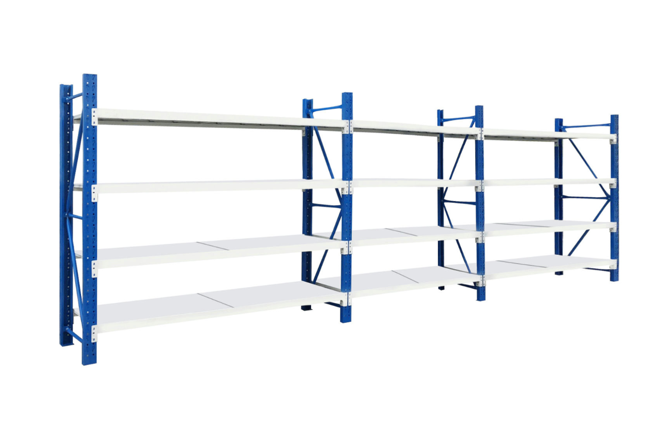 Heavy Duty Steel Long Bay Shelving 6m x 2m x 0.6m Blue & White