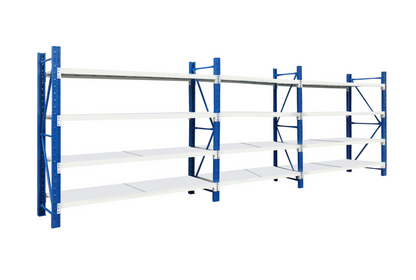 Heavy Duty Steel Long Bay Shelving 6m x 2m x 0.6m Blue & White
