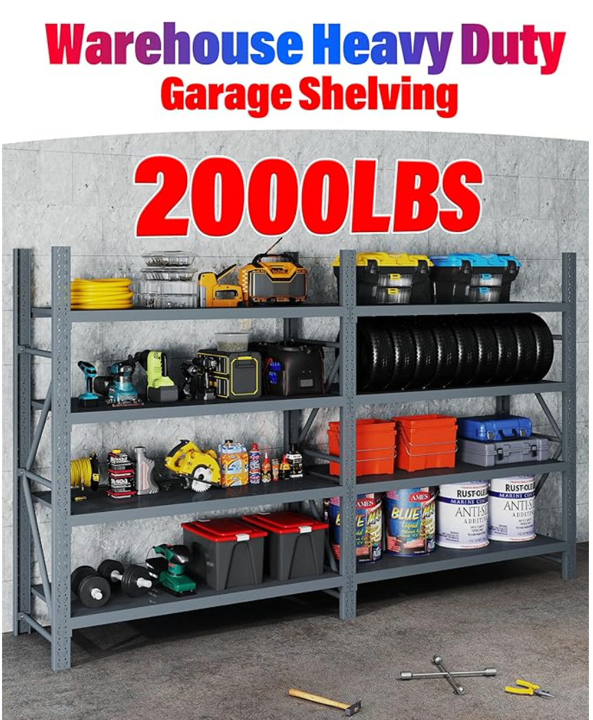 Steel Double Bay Shelving Unit 4M x 2M x 0.6M Charcoal