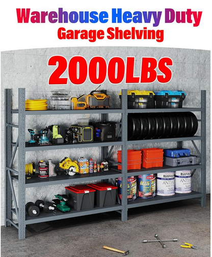 Steel Double Bay Shelving Unit 4M x 2M x 0.6M Charcoal
