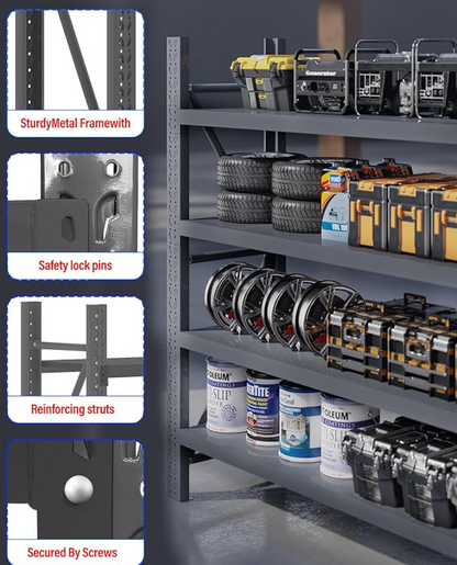 Steel Double Bay Shelving Unit 4M x 2M x 0.6M Charcoal