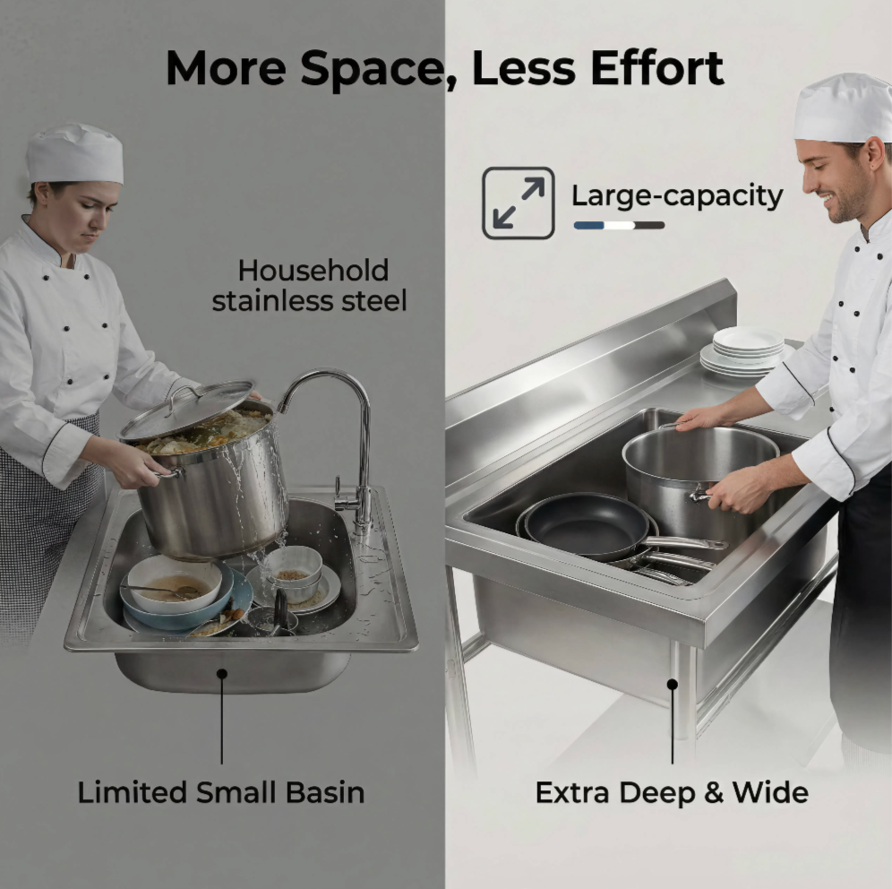 Stainless Steel Commercial Kitchen Sink 1200x600x900mm Right Bowl