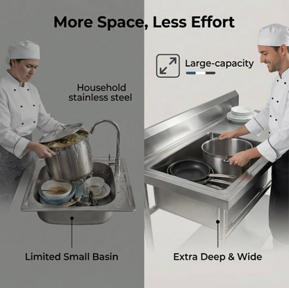 Stainless Steel Commercial Kitchen Sink 1200x600x900mm Right Bowl