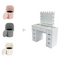 1430mm (with stool) White Glass Top Vanity Dresser with LED Mirror and 9 Drawers, 1430mm