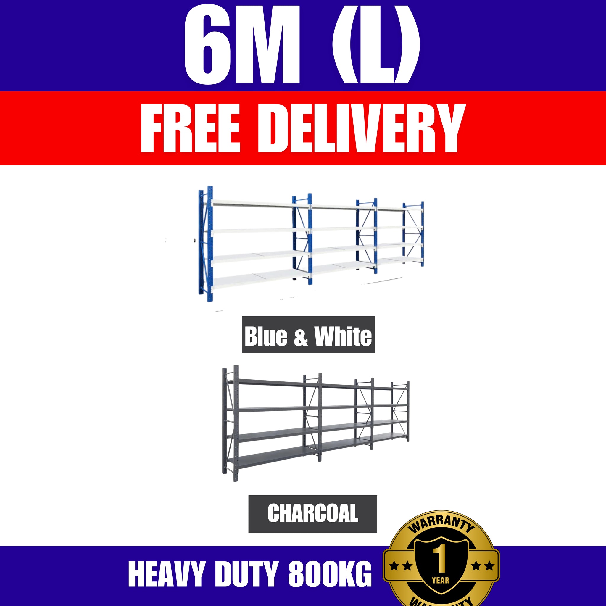 FREE DELIVERY- 6m (L)  Heavy Duty Garage Warehouse Metal Storage Shelving Shelves Brisbane only