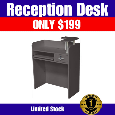 BRAND NEW 80CM SMALL GREY CHARCOAL COMPACT RECEPTION DESK