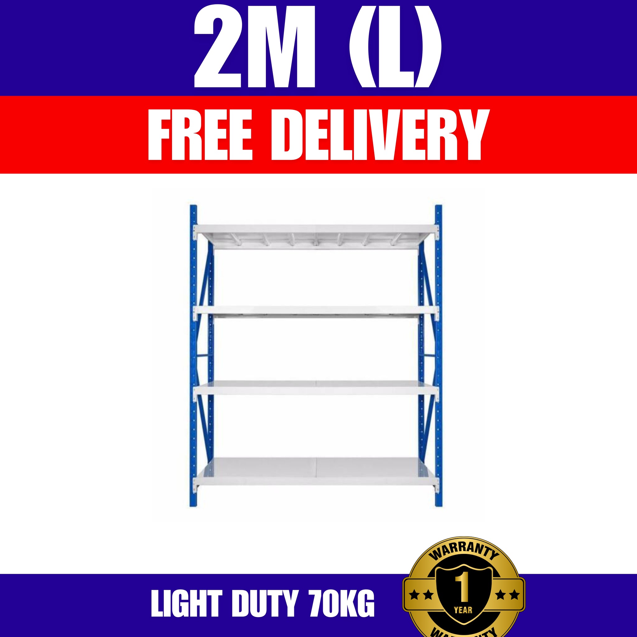 FREE DELIVERY- 2M*2M*0.5M LIGHT DUTY METAL STEEL RACKING FOR GARAGE HOME WORKSHOP SHELF STORAGE 20205L