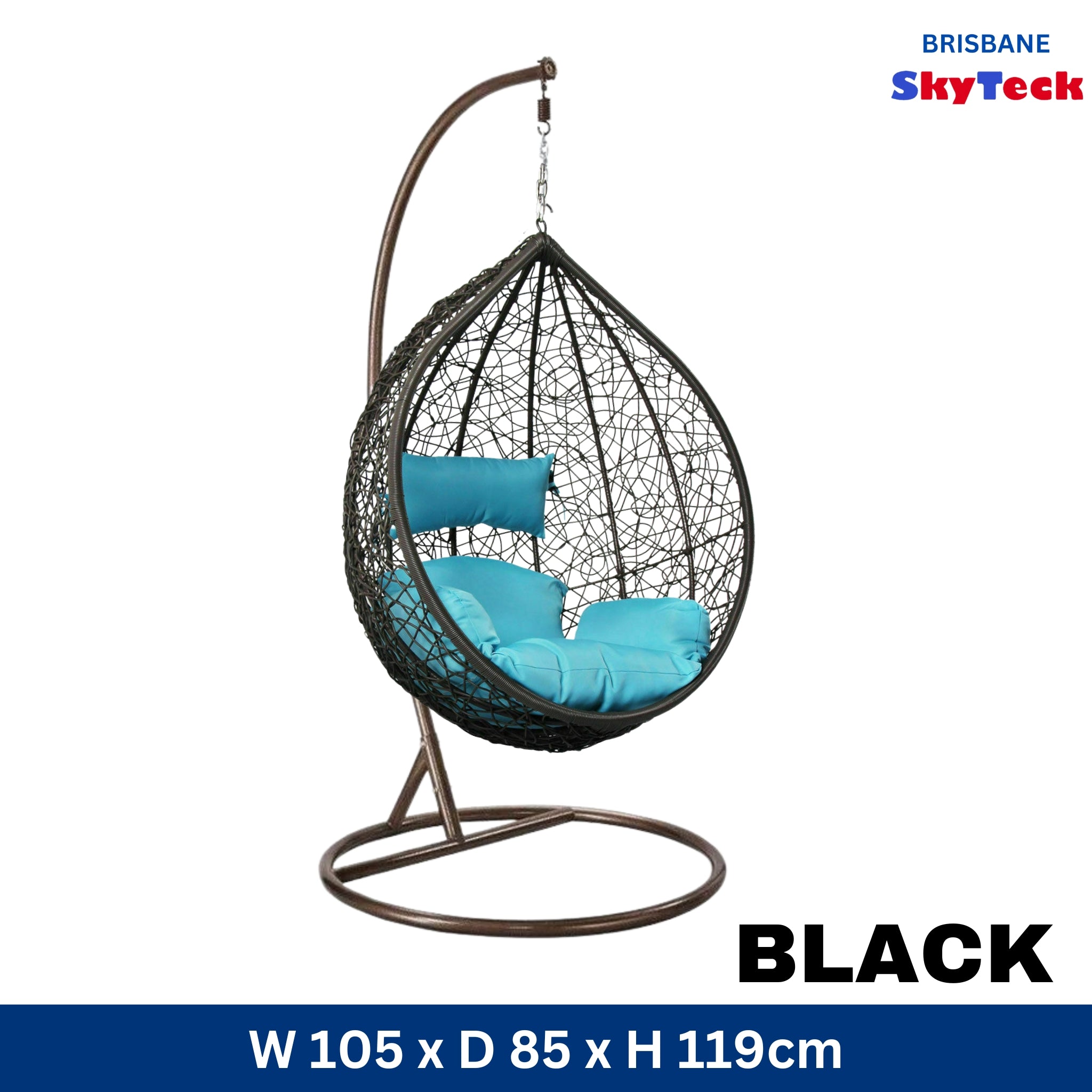 (BLACK) BRAND NEW OUTDOOR DECOR HANGING SWINGING EGG/POD CHAIR FOR GARDEN HOME (BRISABNE ONLY)