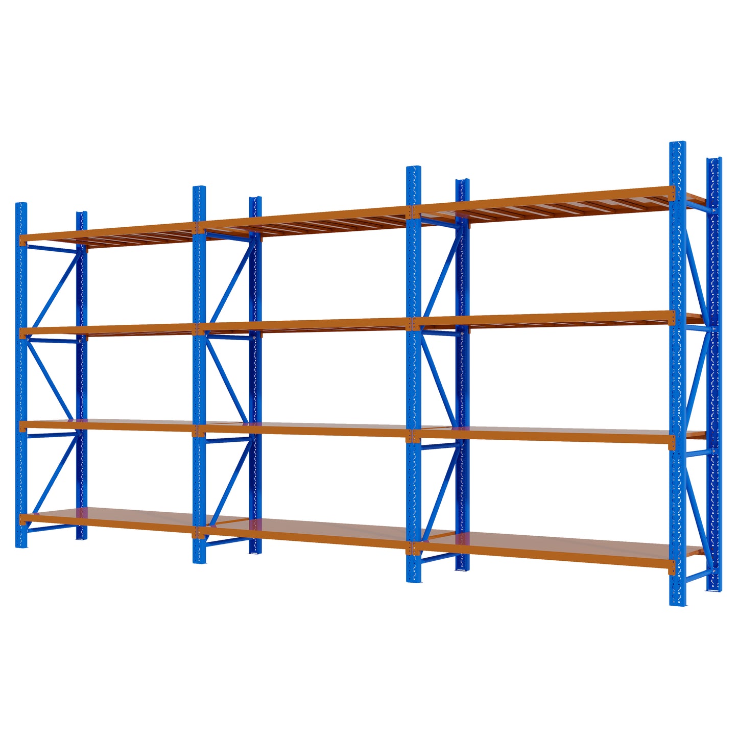 Steel Long Bay Shelving 5m x 1.8m x 0.6m | 200kg Per Shelf Blue and Orange 5018BO