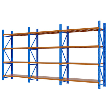 Steel Long Bay Shelving 5m x 1.8m x 0.6m | 200kg Per Shelf Blue and Orange 5018BO