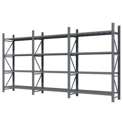 Steel Double Bay Shelving 6m x 2.4m x 0.6m Charcoal 1600kg