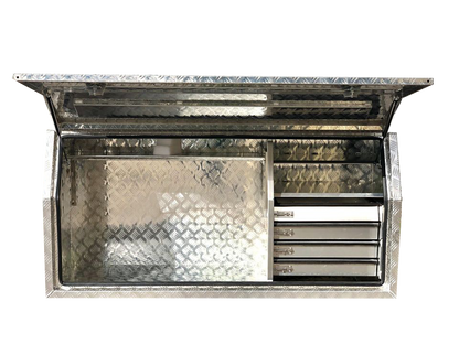 Aluminium Checkerplate UTE Tool Box 170cm with 4 Drawers and Shelf