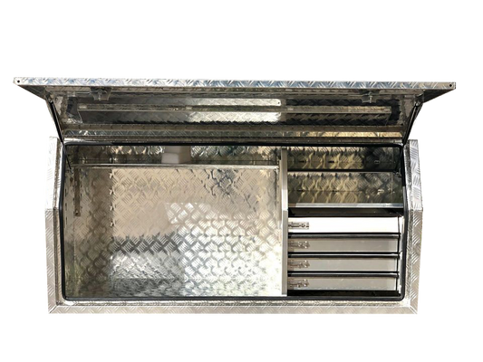 Aluminium Checkerplate UTE Tool Box 170cm with 4 Drawers and Shelf