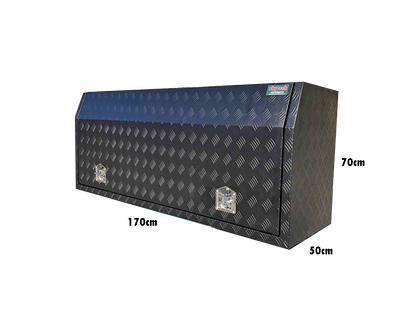 Aluminium Checkerplate Ute Tool Box 170x50x70cm Full Open Lid Black