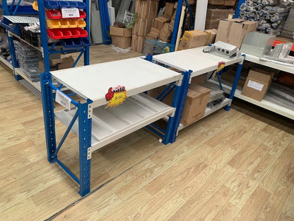 2m Heavy Duty Metal 2-Tier Workbench, Blue & White