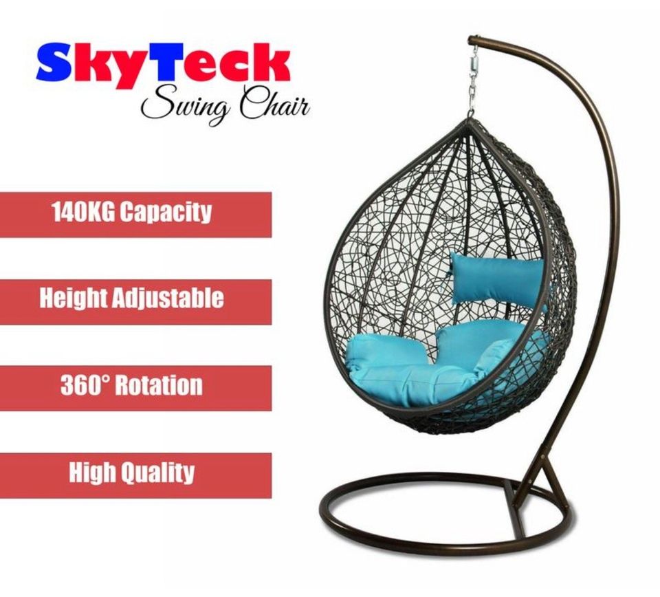 (BLACK) BRAND NEW OUTDOOR DECOR HANGING SWINGING EGG/POD CHAIR FOR GARDEN HOME (BRISABNE ONLY)