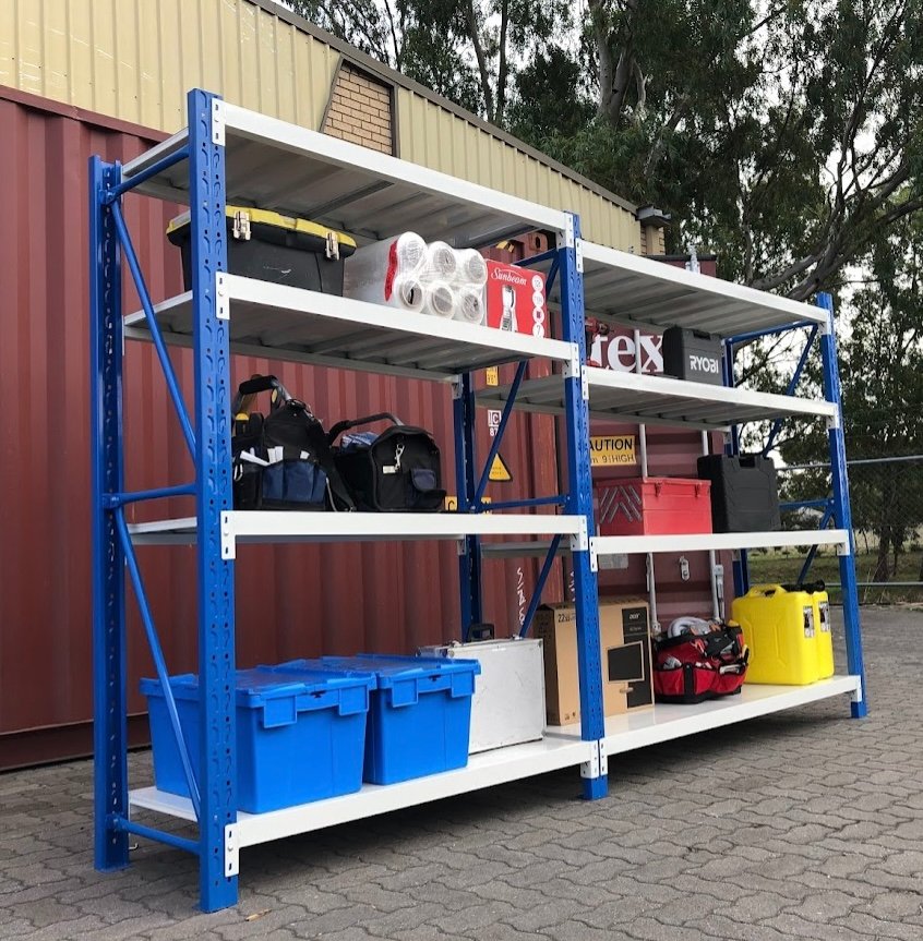 Heavy Duty Steel Long Bay Shelving 6m x 2m x 0.6m Blue & White