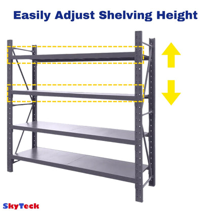 3M(L) X 1.8M(H) X 0.6M(D) Double Bay Heavy Duty Garage Warehouse Metal Storage Shelving Shelves CHARCOAL 3018kk