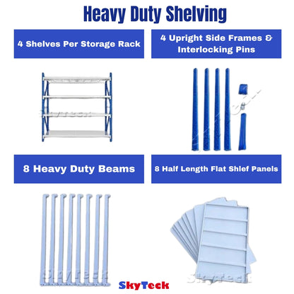 3M(L) X 1.8M(H) X 0.6M(D) Double Bay Heavy Duty Garage Warehouse Metal Storage Shelving Shelves CHARCOAL 3018kk