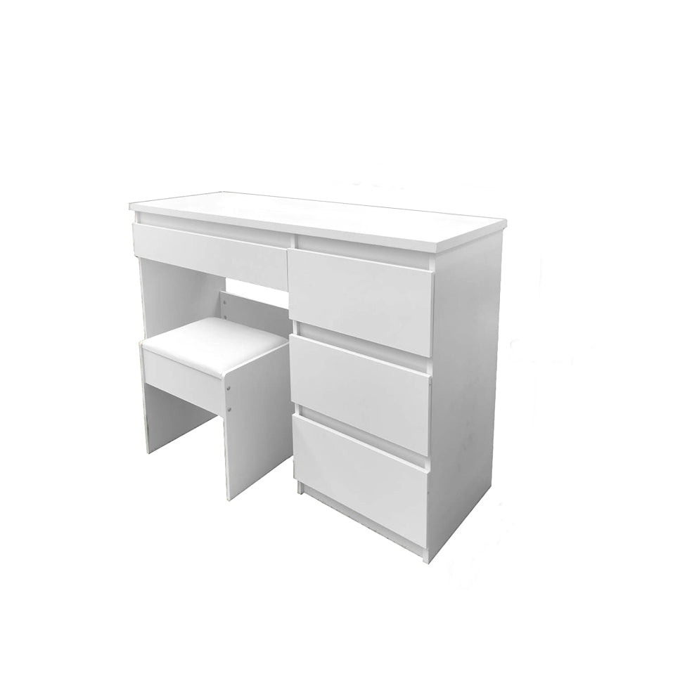 WHITE MAKE-UP DRESSER TABLE WITH DRAWERS & PULL OUT CHAIR KLDS04