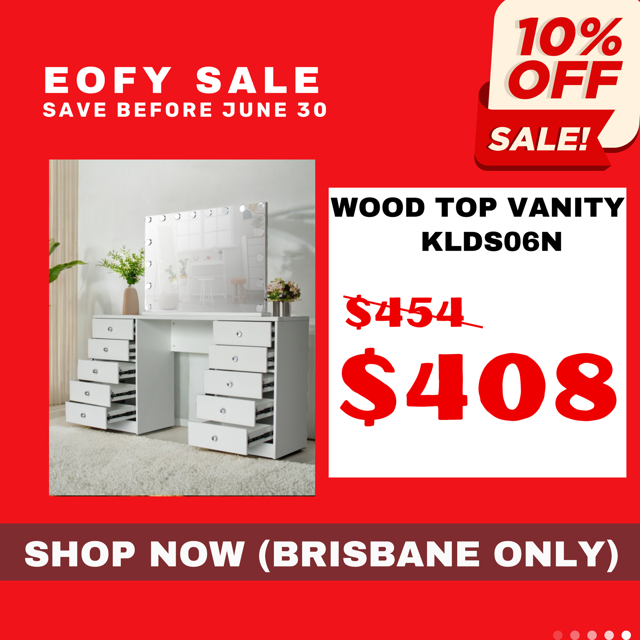 KL-DS06 WHITE MAKE-UP DRESSER TABLE WITH LED MIRROR WITH 10 DRAWERS