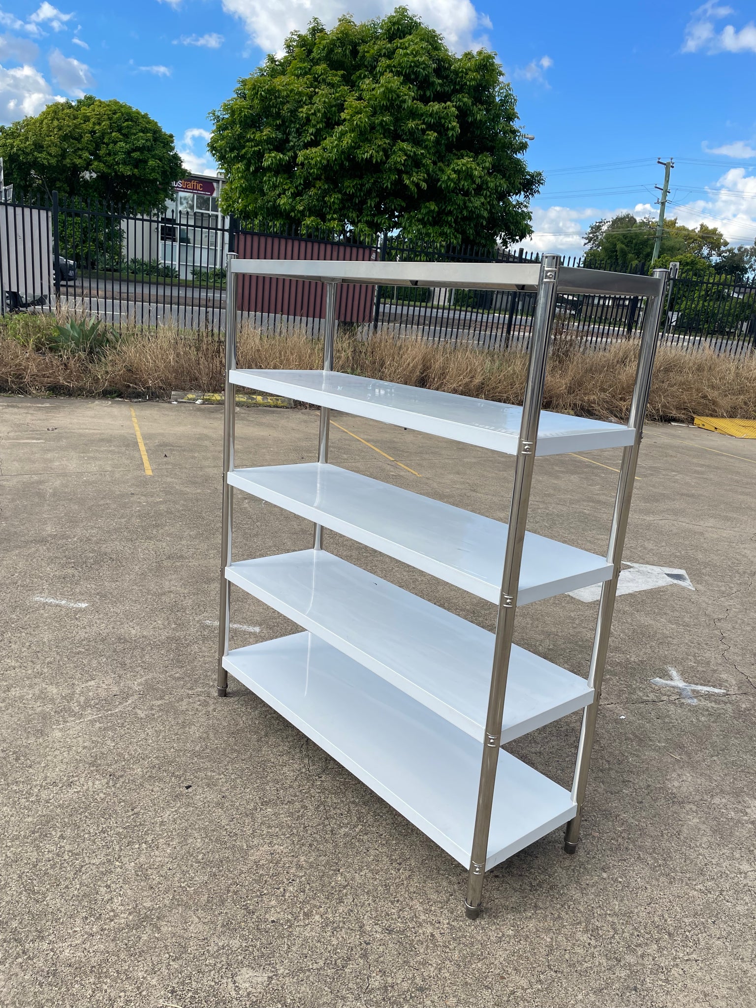 150CM STAINLESS STEEL METAL 5 TIER SHELF KITCHEN BAR FREEZER STORAGE