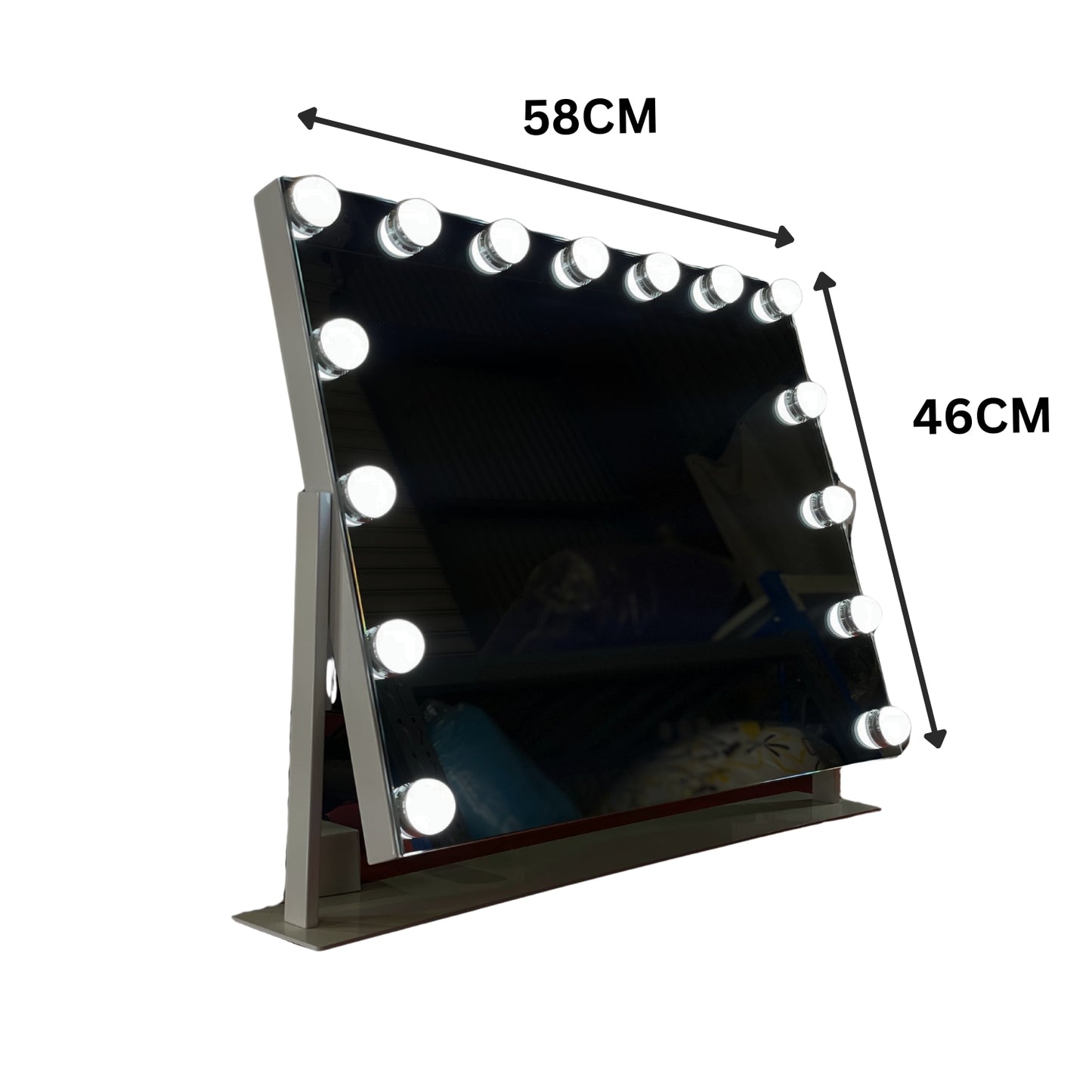 White Make-up Hollywood Led Mirror Hollywood Style LED Vanity Mirror Lights with dimmable Bulbs, USB Cable-  SIZE: 58CM X 46CM ML-DS08