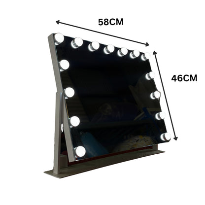 White Make-up Hollywood Led Mirror Hollywood Style LED Vanity Mirror Lights with dimmable Bulbs, USB Cable-  SIZE: 58CM X 46CM ML-DS08