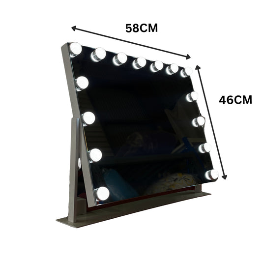 White Make-up Hollywood Led Mirror Hollywood Style LED Vanity Mirror Lights with dimmable Bulbs, USB Cable-  SIZE: 58CM X 46CM ML-DS08
