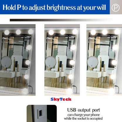 Hollywood LED Vanity Mirror with Dimmable Bulbs 100 x 70cm