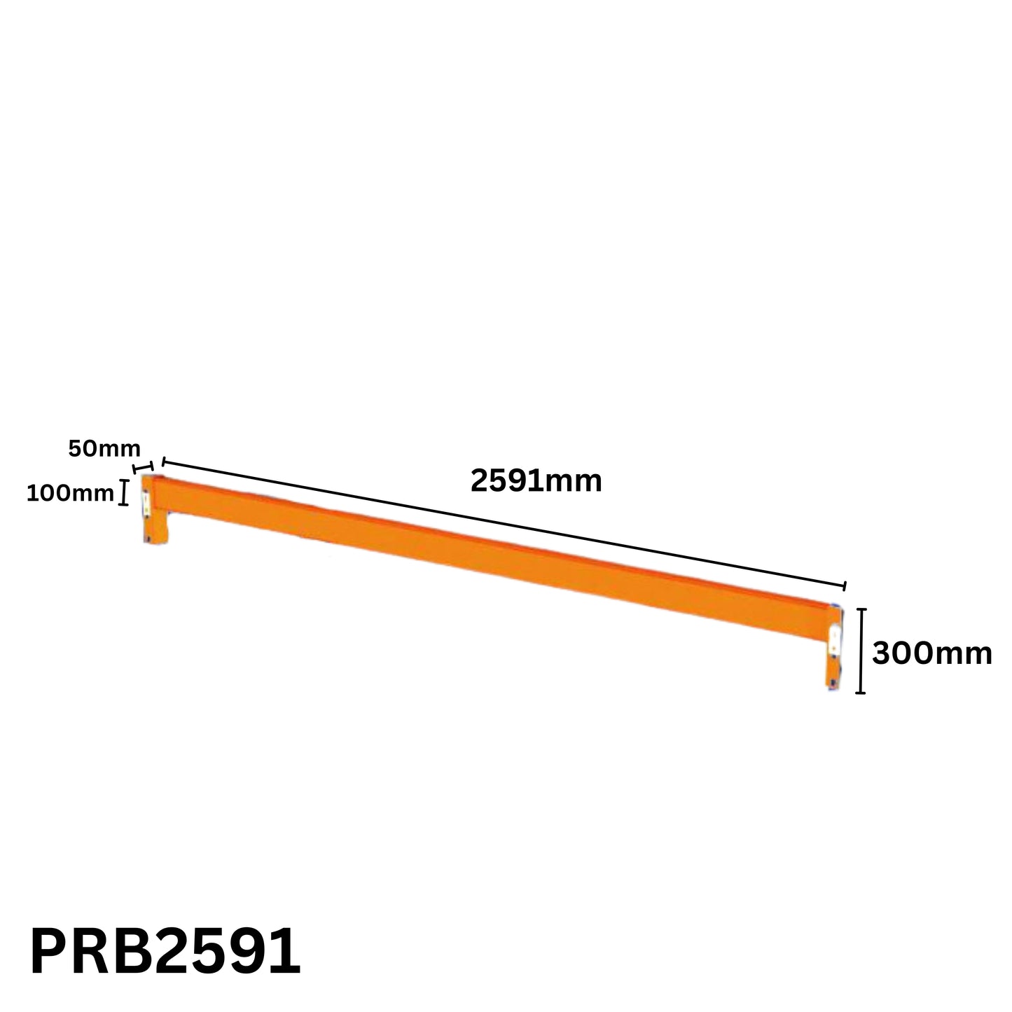 2591mm Steel Pallet Racking Beam – Orange, 2-Tonne Capacity