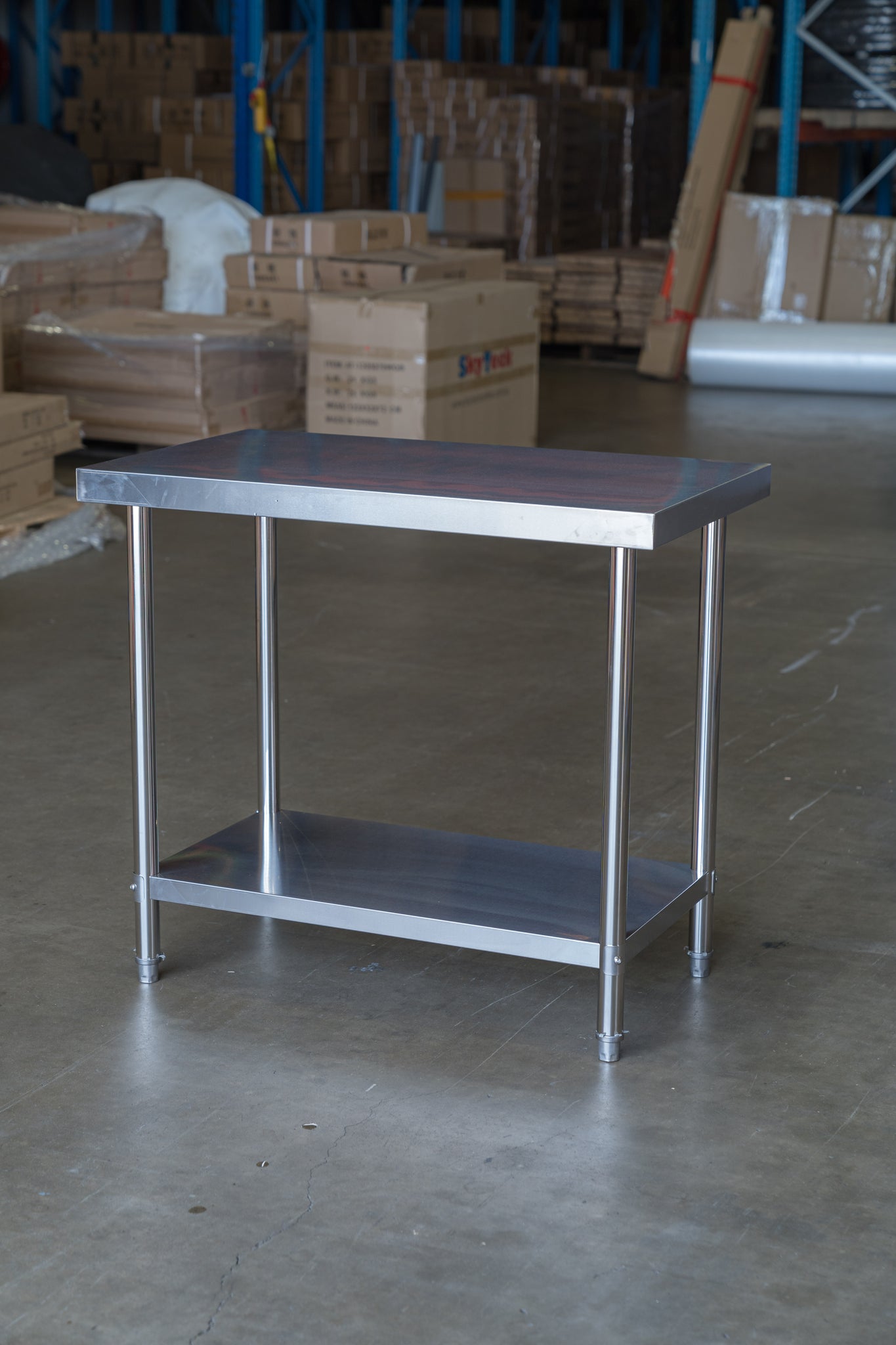 100CM(L) X 60CM(D) X 90CM(H) STAINLESS STEEL METAL 2 TIER WORKBENCH KITCHEN BENCH STORAGE