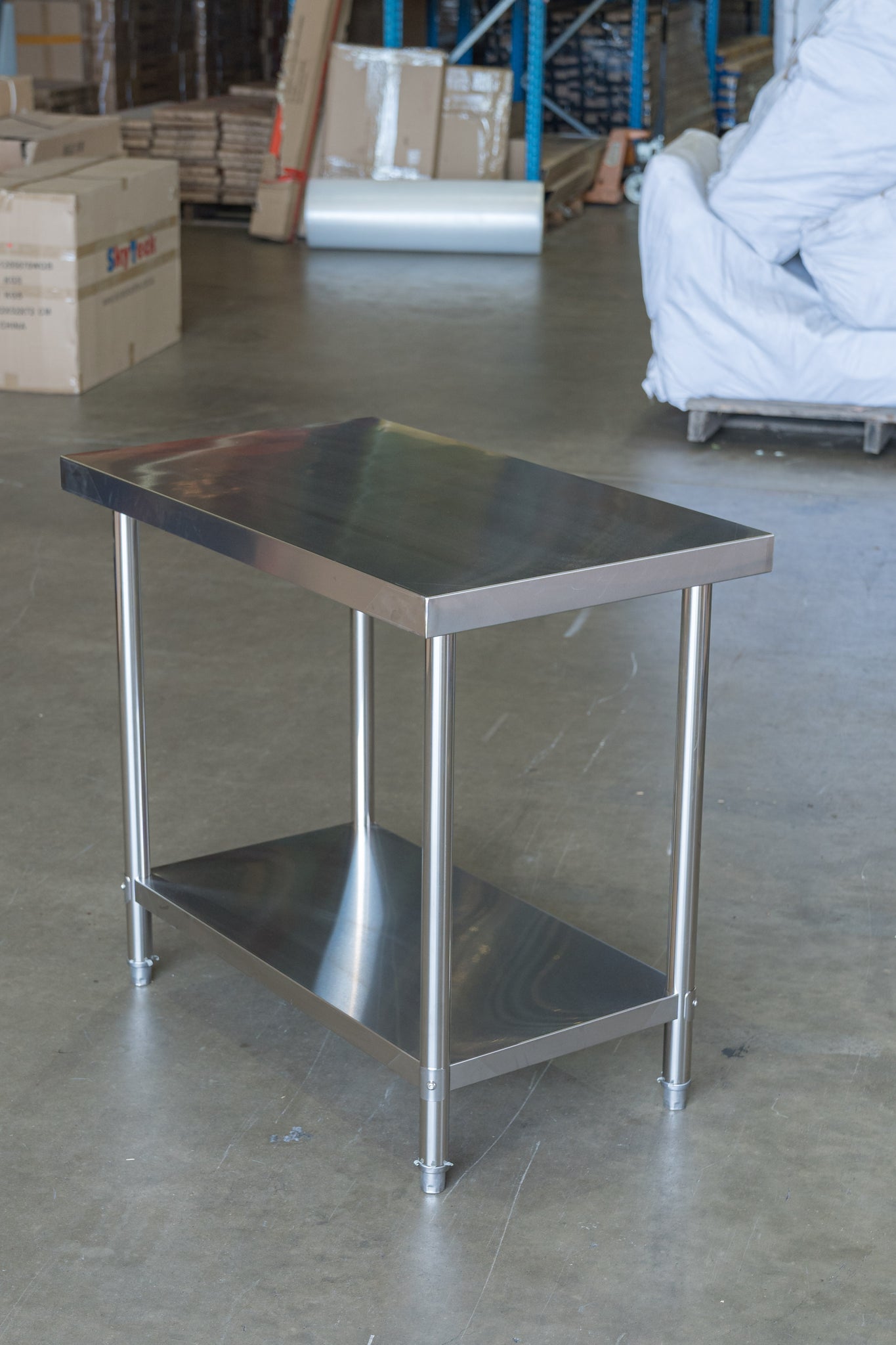 100CM(L) X 60CM(D) X 90CM(H) STAINLESS STEEL METAL 2 TIER WORKBENCH KITCHEN BENCH STORAGE