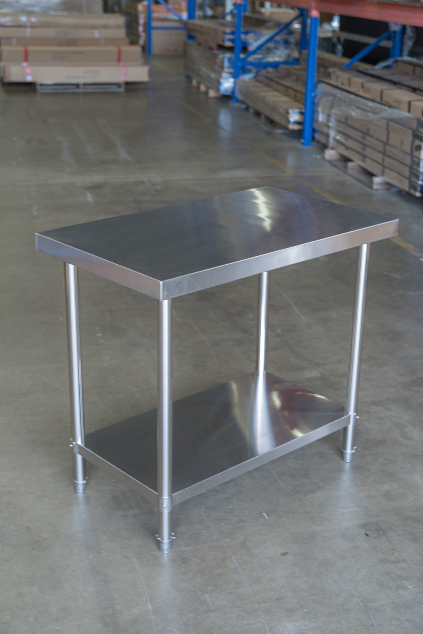 100CM(L) X 60CM(D) X 90CM(H) STAINLESS STEEL METAL 2 TIER WORKBENCH KITCHEN BENCH STORAGE