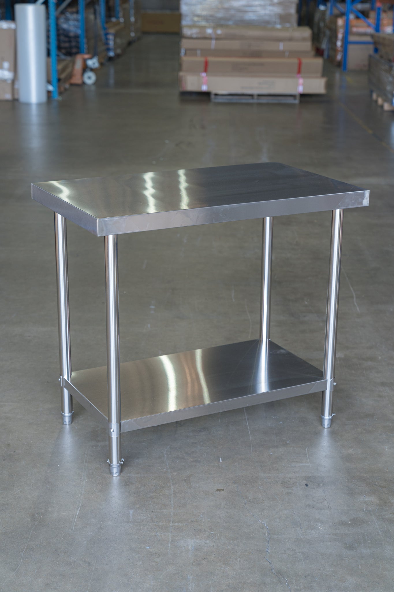 100CM(L) X 60CM(D) X 90CM(H) STAINLESS STEEL METAL 2 TIER WORKBENCH KITCHEN BENCH STORAGE