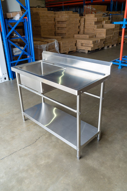 Stainless Steel Commercial Kitchen Sink 1200mm Single Left Bowl