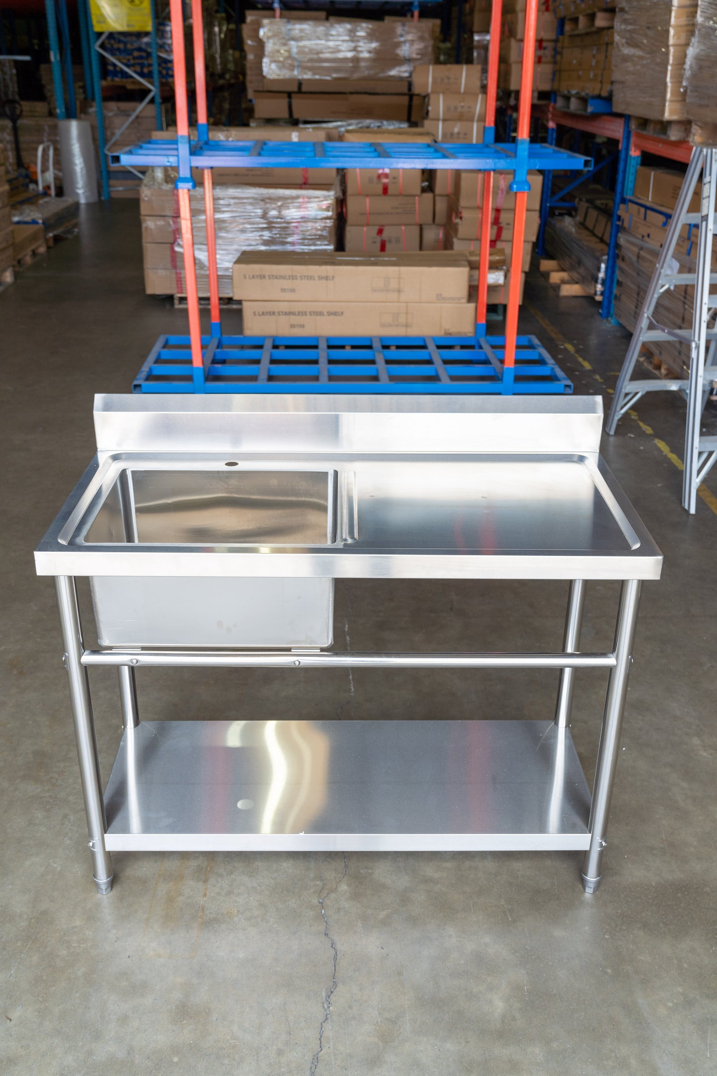 Stainless Steel Commercial Kitchen Sink 1200mm Single Left Bowl