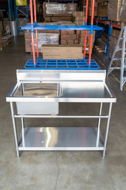 Stainless Steel Commercial Kitchen Sink 1200mm Single Left Bowl