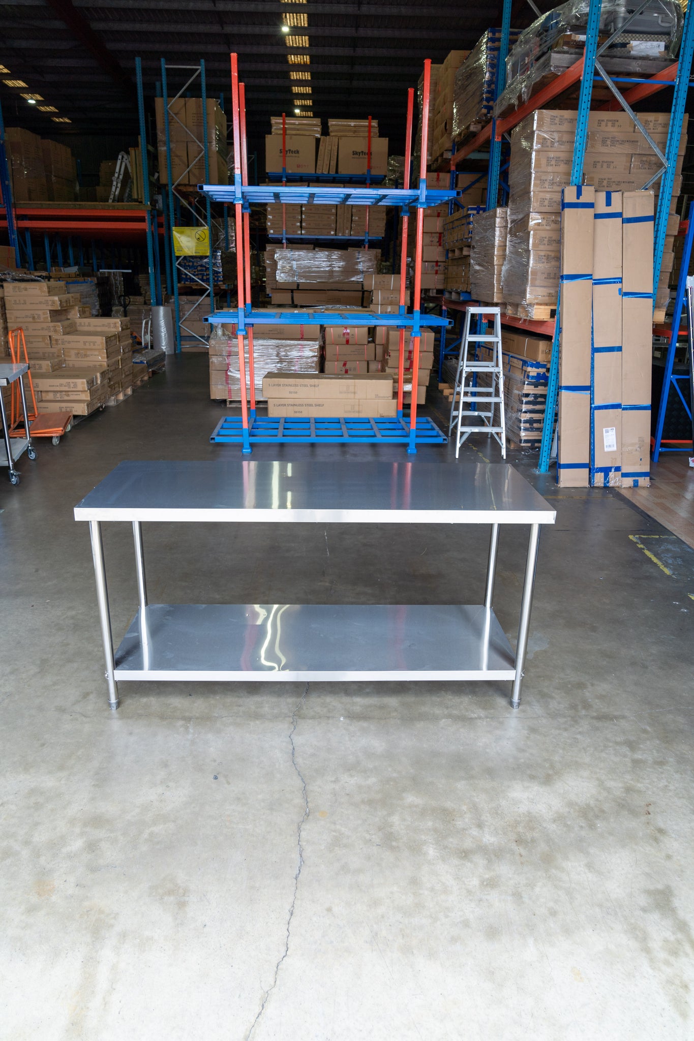 1800mm(L)x600mm(D)x900mm(H) 304 Stainless Steel Food Grade Kitchen 2-tier Workbench