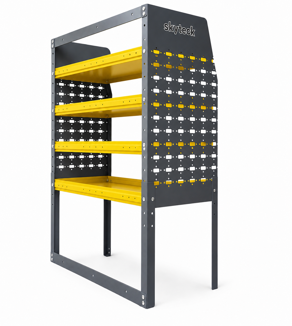 Courier & Fleet Starter Kit — two 4-tier van shelving units with bins
