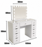 1430mm White Glass Top Vanity Dresser with LED Mirror and 9 Drawers – White